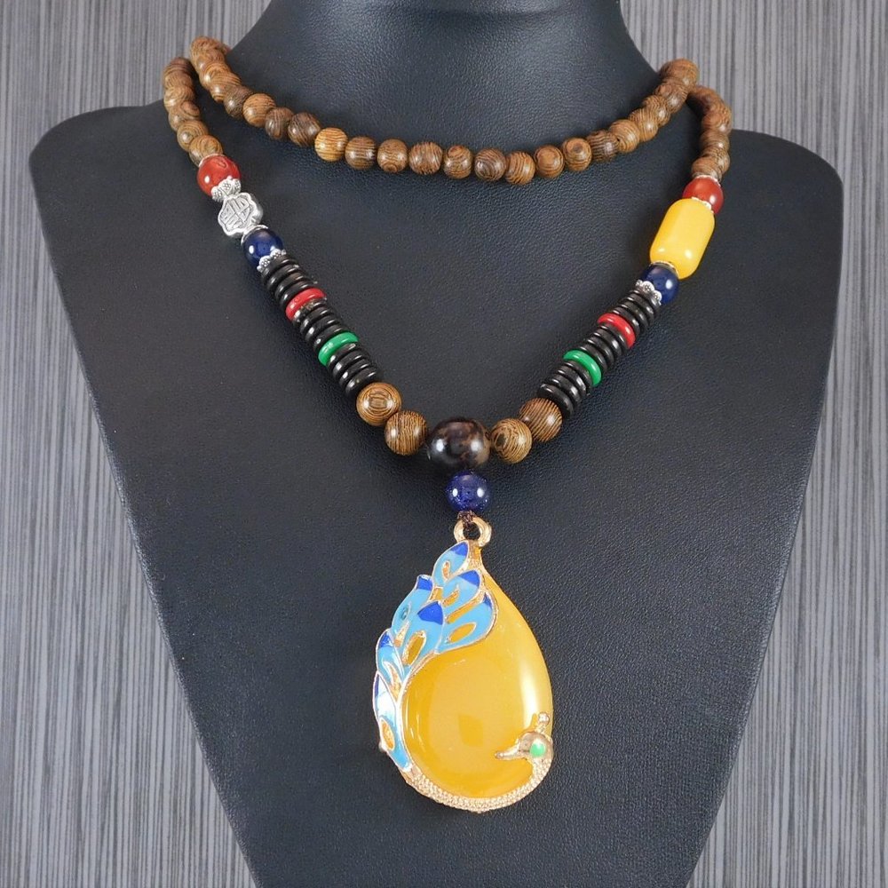 Long Mala Bead Necklace Boho Spiritual Jewelry